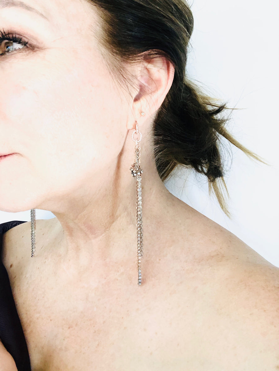 Rose Knot + Fringe Earring